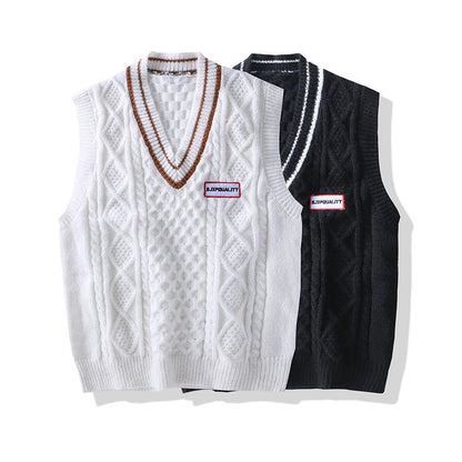 Men Knit Sweater Vest ins sweater vest Korean fashion clothes