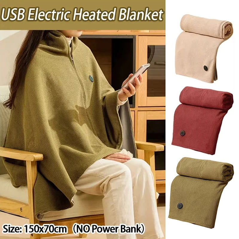 Heated Shawl Wrap for Cold Winter USB Heated Blanket Soft 3 Heat Level Warm Scarf