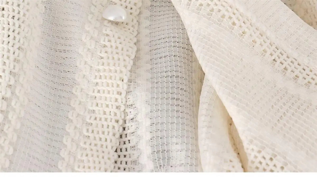 Shirts Women Peter Pan Collar Hollow Out Fashion Tender Sweet Solid Young French Style Elegant Ins Топ Женский New Arrival Chic