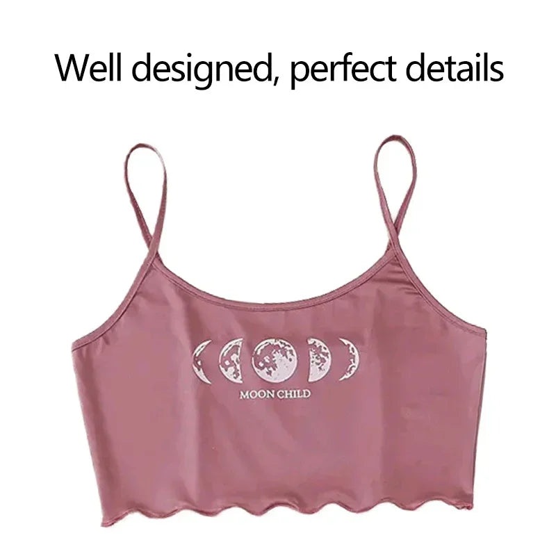 Summer Sleepwear Women Pajama Set Pink Black Moon and Planet Print Casual Camisole and Shorts Comfortable Suit Pajamas