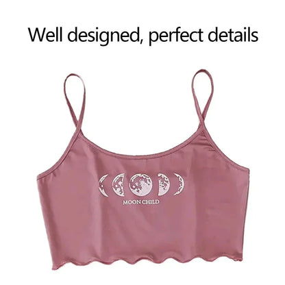 Summer Sleepwear Women Pajama Set Pink Black Moon and Planet Print Casual Camisole and Shorts Comfortable Suit Pajamas