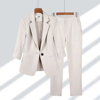 2025 Summer New Thin Jacket Blazer Casual Wide Leg Pants Two Piece Elegant Women's Pants Set Office Outfits Business Clothing