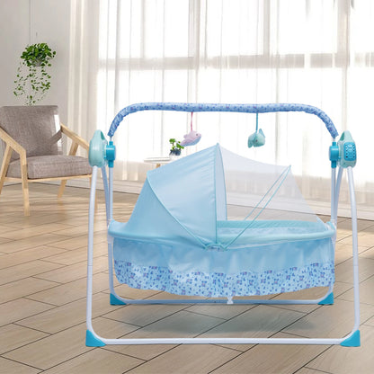 5 Gears Electric Auto-Swing Baby Crib Cradle Sleep Bed Infant Rocker + Net Music Bluetooth Music Adjustable+ Mat