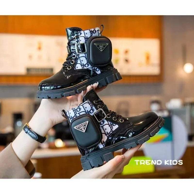 Spring and Autumn Girls Kids Shoes Ankle Boots Fashion British Style Single Boot Soft Sole Versatile Children's  Leather Shoes