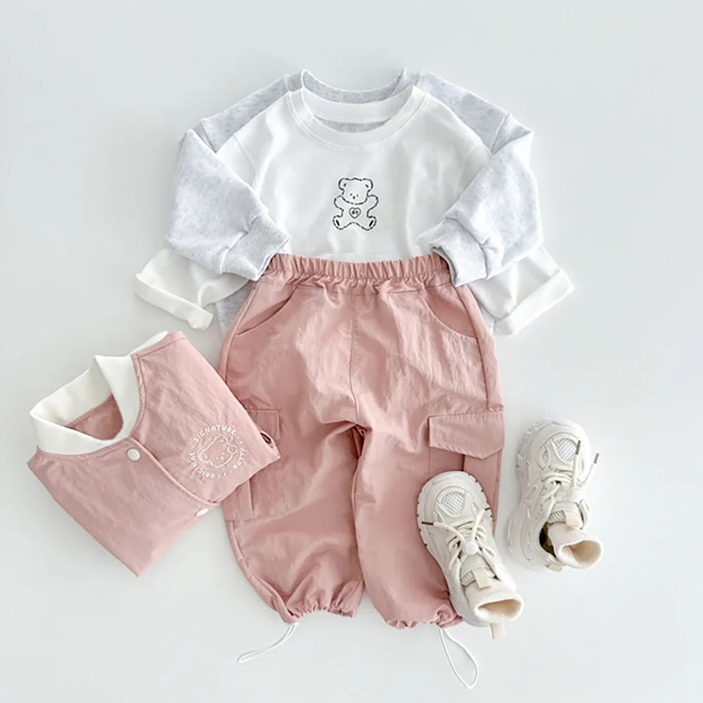 2025 Autumn New Baby Loose Trousers Infant Boy Cargo Pants Toddler Girl Harem Pants Solid Children Casual Pants Kids Clothes