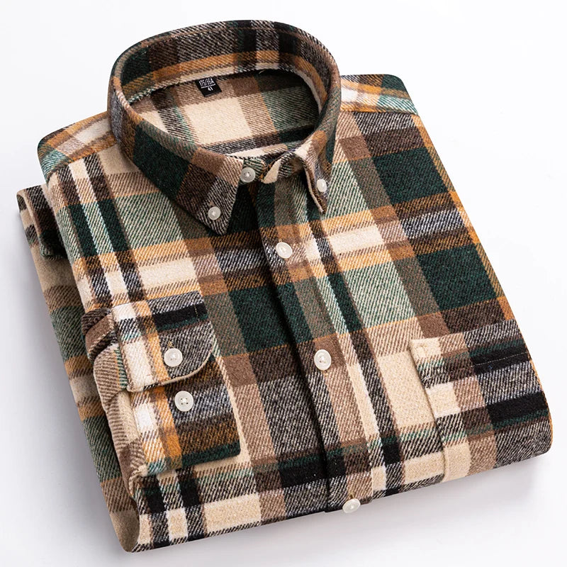New in shirt plus size 7xl100%cotton long-sleeve shirts for men slim fit casual plain shirt soft kerokan designer plaid clothing