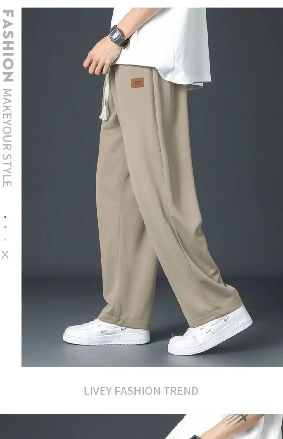 Spring Summer Men Oversize Casual Pants Fashion New Male Drawstring Elastic Waist Solid Loose Sports Wide Leg Straight Trousers