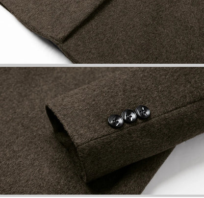 BROWON Brand Trench Coat Men Autumn and Winter New Solid Color Long Woolen Coat for Men Business Casual Windbreaker Men Clothing