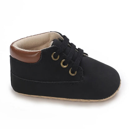 Fashionable 0-18M Boys and Girls' Shoes Classic Solid Color Leather Bottom Anti slip Preschool First Step Casual Sports Shoes