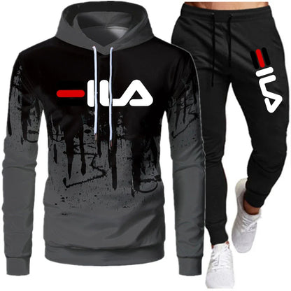 Men's Winter Tracksuit Hoody Hoodies+ Pant High Neck 2-Pcs Set Brand Casual Coldproof Male Sports Cloth Ski Sweat Suit Streetwear