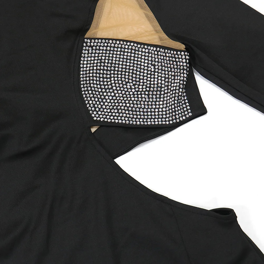 Women Sexy Rhinestone Floor Length High Slit Mermaid Party Dress