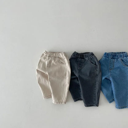 2025 Autumn New Baby Loose Jeans Solid Girls Casual Pants Infant Boys Harem Pants Newborn Toddler Packet Denim Trousers Clothes