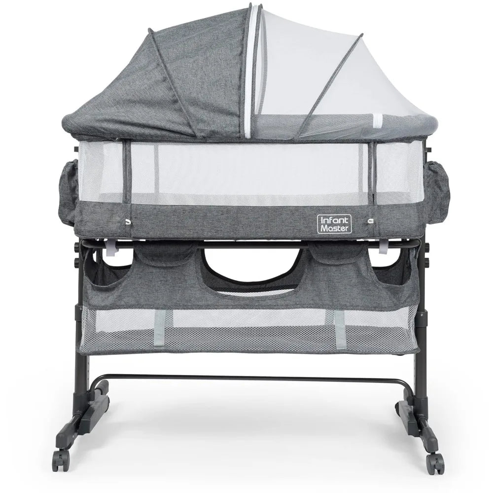 3 in 1 Baby Bassinet, Upgraded Beside Crib with 360° Highly Visible Mesh wall, Comfy Co-sleeper Bassinet with mattress, 5 Level