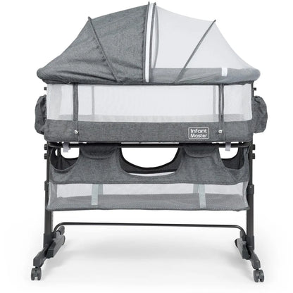 3 in 1 Baby Bassinet, Upgraded Beside Crib with 360° Highly Visible Mesh wall, Comfy Co-sleeper Bassinet with mattress, 5 Level