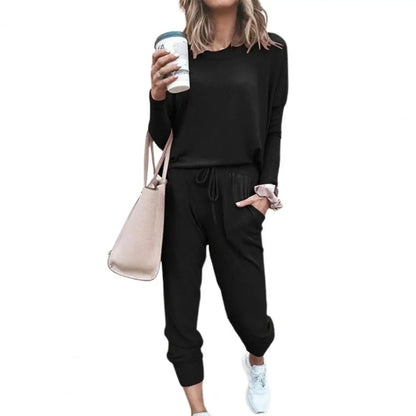 Women Autumn Casual Tracksuits 2025 Solid Color Loose Pullover Hoodies Two Piece Set Female Long Sleeve Tops Pants Sportswear