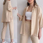 Summer outfits for women 2025 New Loose Button Long Sleeve Shirt and Cropped Pants Casual Sports Summer women's suit Pants Set