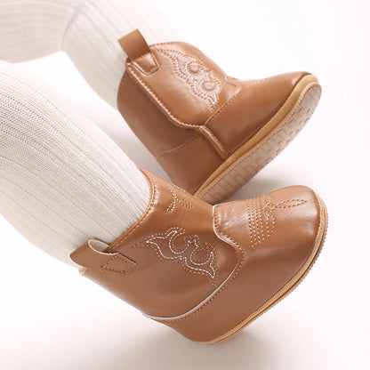 Baby Boots Made Of Soft PU and High-quality Cotton 2024 New Autumn and Winter Short Boots With Rubber Soles and Anti Slip Baby