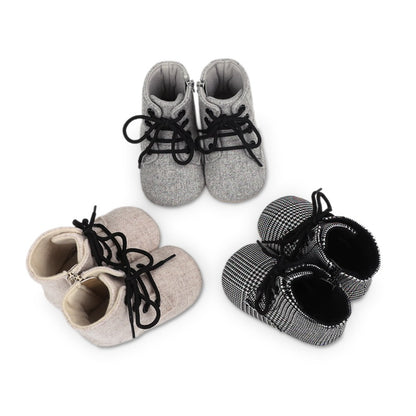 Newborn Baby Girls Winter Boots Solid Color/Houndstooth Print Ankle Boots Warm Baby Walking Shoes for Toddler Infant