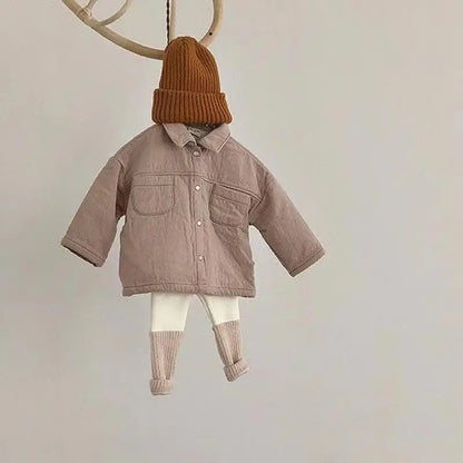 Baby Unisex Winter Plush Leggings Kids Casual Skinny Pants Simple Striped New Render Pants Ribbed Warm Soft Elasticity Trousers