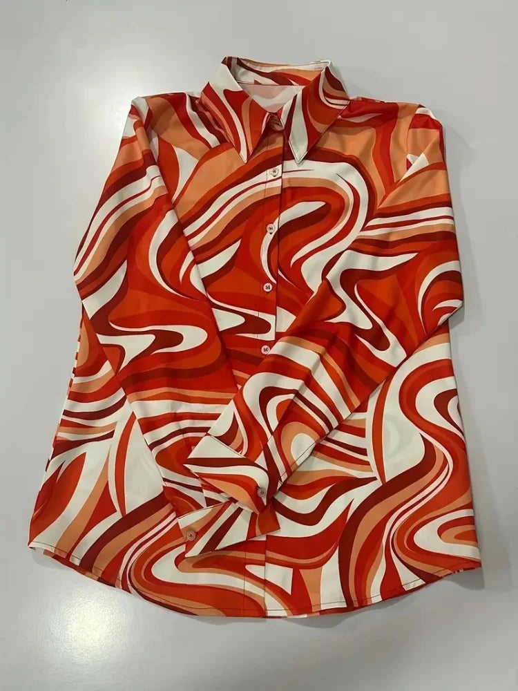 Fashion Luxury Women's Shirts French Texture Printing Women's Shirts Spring And Autumn Long-sleeved Women Business Office Shirts