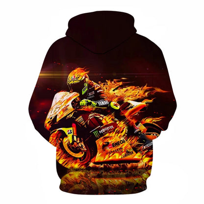 2025 Spring and Autumn Men's Women's Hip Hop 3D Hoodie Motorcycle Outdoor Leisure Long Sleeve Sweatshirt Street Fashion F