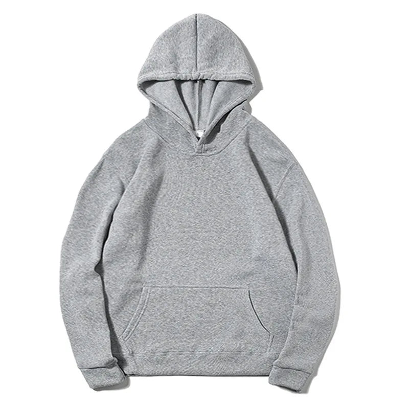 New Fashion Loose Hoodies For Men Spring and Autumn Casual Hooded Sweatshirt Men's Simple Tops Solid Color Thick Clothing Male