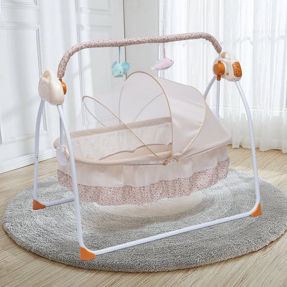 Electric Baby Cradle Auto Swing Rocker Cot Infant Sleeping Bed Swing Crib Kit Timer +Bluetooth Music +Mat +Pillow 5Gears Adjustable