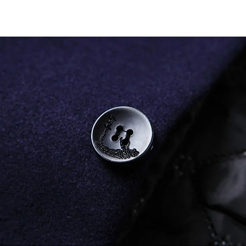 EUR Size S-XXL Autumn Winter Thick Warm Stand-up Collar Woolen Men Coat Business Casual Slim Coat Woolen Jacket Male Windbreaker