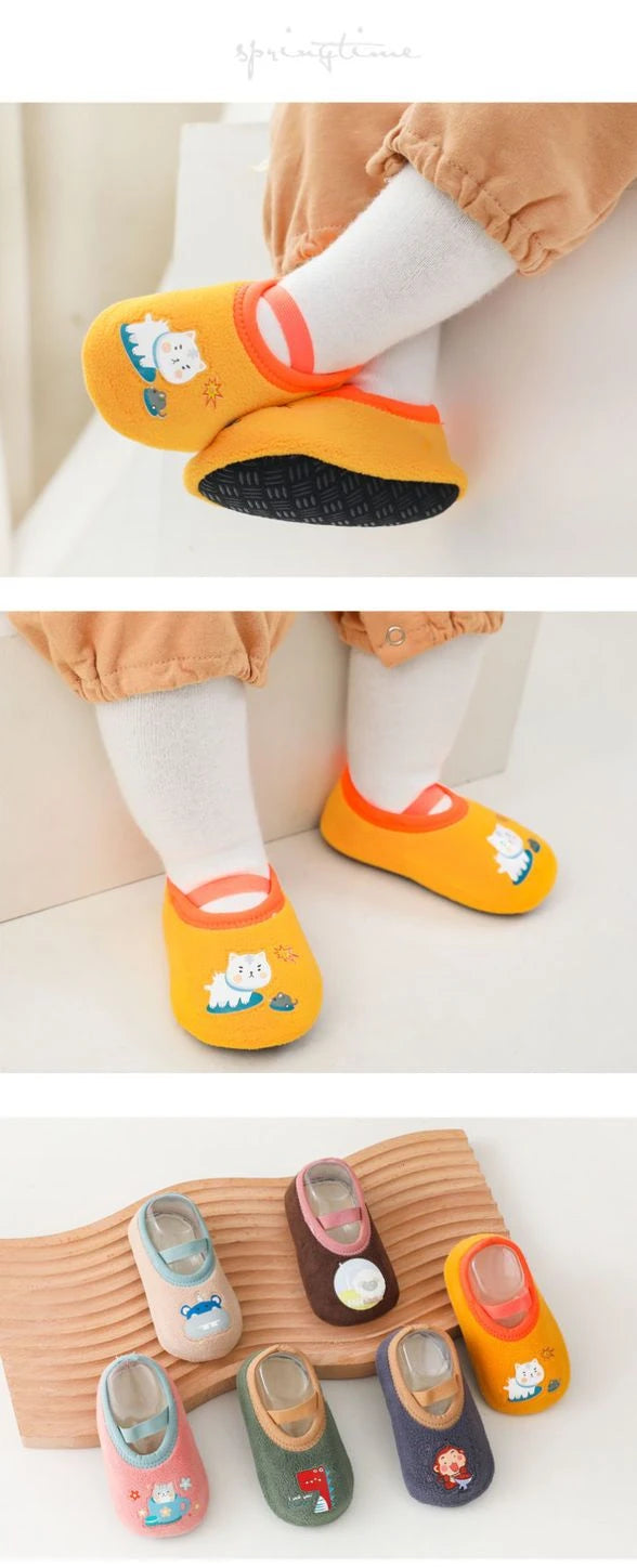 Baby Anti-slip Socks Cute Kids Slippers Newborn Warm Crib Floor Shoes with Rubber Sole for 0-24Month Children Boy Toddler Shoes