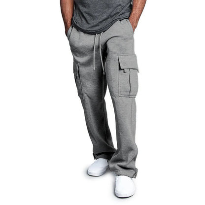 Men's Sweatpants Straight Fit Joggers for Sports and Streetwear Loose Oversized Drawstring Long Pants Men Multi-pocket Pants