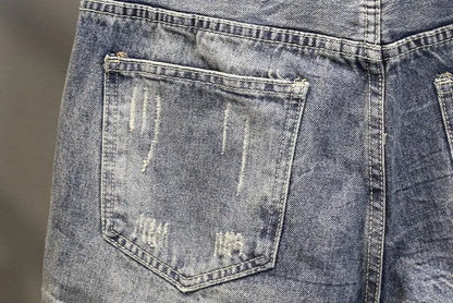 Korean Luxury Clothing Men's Summer Denim Knee Length Shorts 2025 Fashion Designer Ripped Hole Cowboy Korean Slim Short Pants