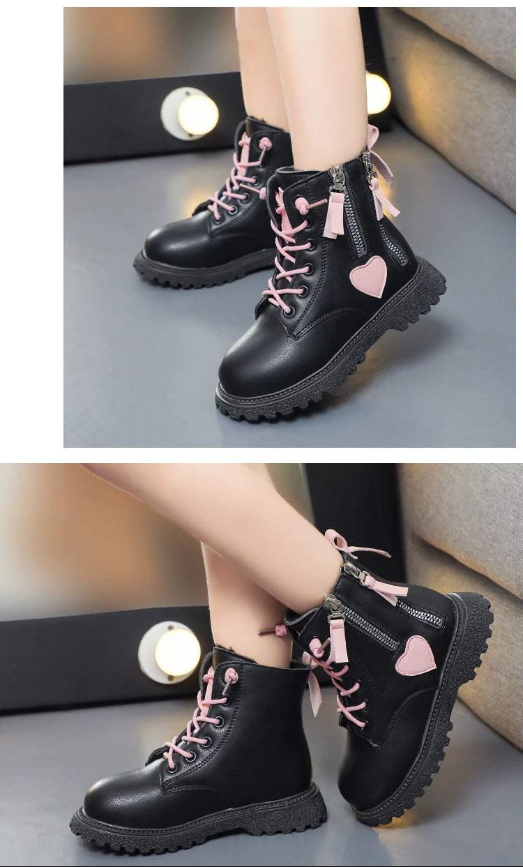 Girls Ankle Boots 2025 New Autumn and Winter Fashion Double Zip Beautiful Princess Non-slip Performance Boots for Catwalk Casual