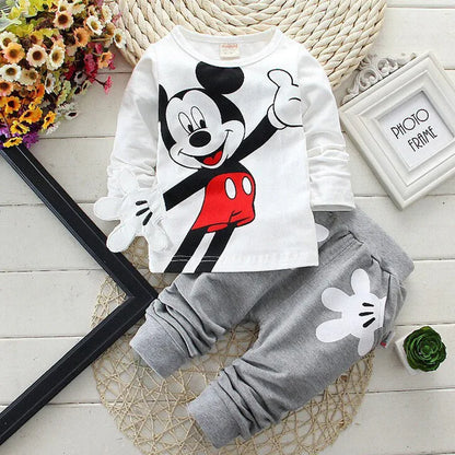 Baby Girls Boys Mickey Minnie Clothing Sets Spring Autumn Kids Outfits Hoodie +T-shirt + Pants Tracksuit Children Sport Suit