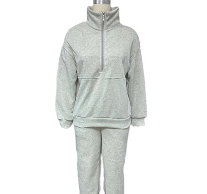 Women's Sports Suits 2025 Autumn Winter Latest Marketing Solid Thick Long Sleeved Zipper Sweatshirt Pants Set Two Piece Set