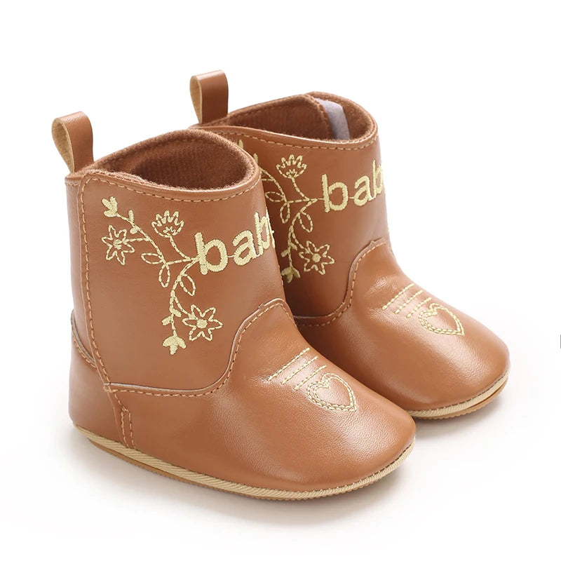 Baby Boots Made Of Soft PU and High-quality Cotton 2024 New Autumn and Winter Short Boots With Rubber Soles and Anti Slip Baby