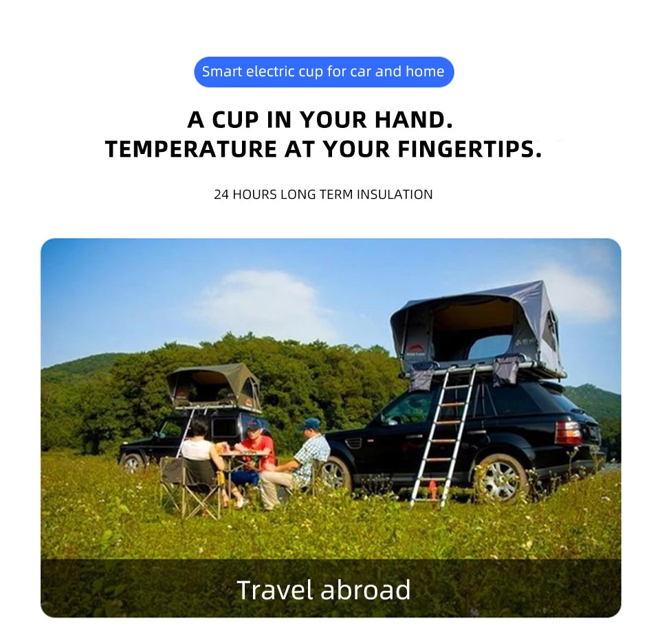 450ml Smart Car Heated Mug 12V24V Pop-up Lid Touch Screen Temperature Control Stainless Steel Portable Travel Thermal Coffee Mug