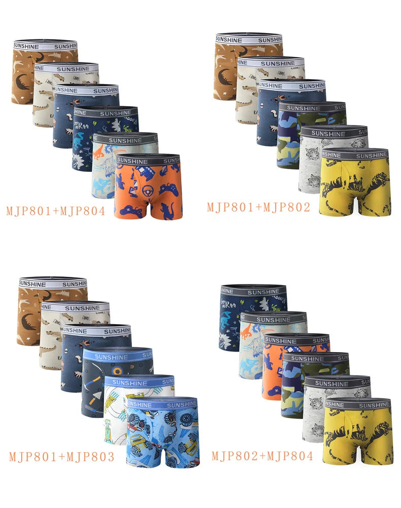 6 Pcs Baby Toddler Boys' Underwear,  100% Cotton Kids Underwear, Little Boys Briefs Soft Dinosaur Boxer Briefs