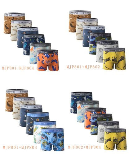 6 Pcs Baby Toddler Boys' Underwear,  100% Cotton Kids Underwear, Little Boys Briefs Soft Dinosaur Boxer Briefs