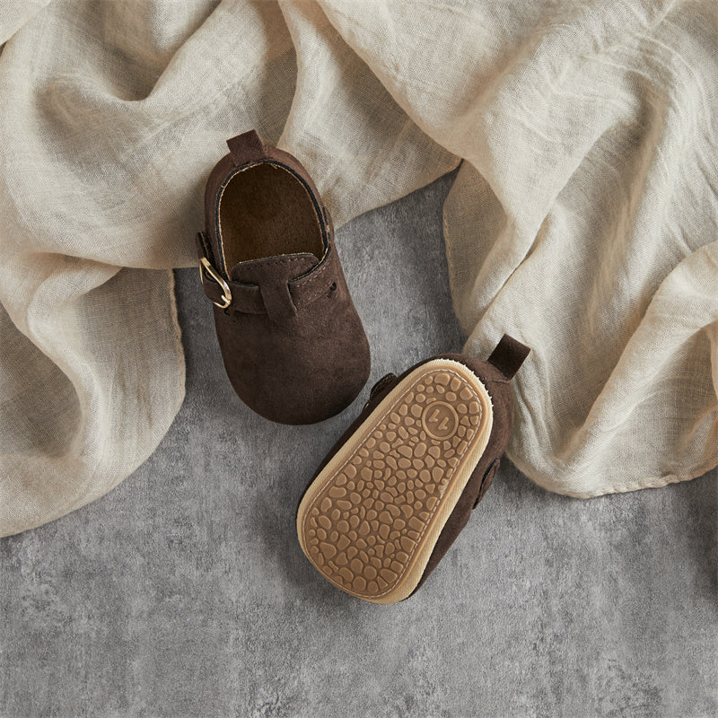 0-18M Newborn Baby First Walking Shoes Soft Cow Suede Sole Rubber Non-slip Walking Shoes Newborn Boys Girls Casual Flats