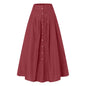 Big Hem Women Long Skirt Solid Color High Waist All Match Button Decor A-line Summer Loose Maxi Skirt Female Garment