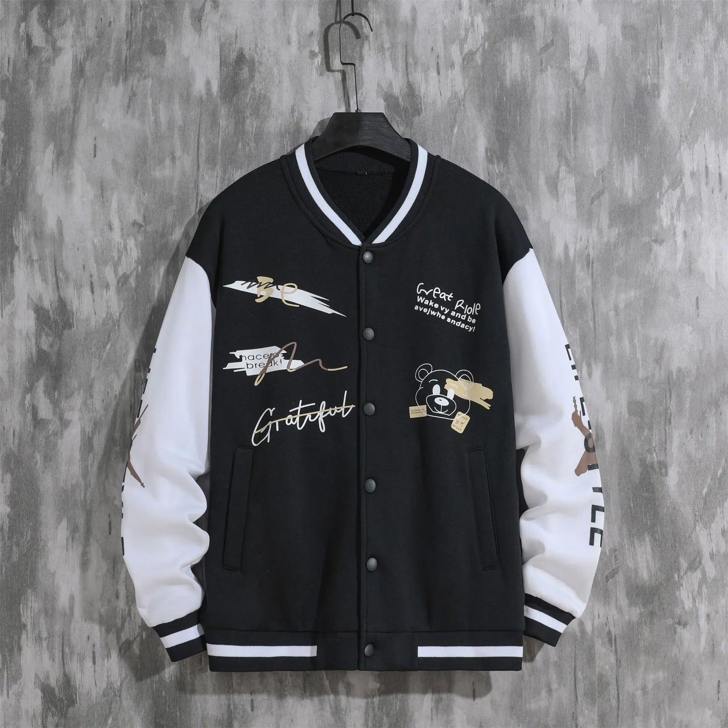 2025 New Jacket Coat Letter Printed  Wear Men Baseball Jacket Casual Long Sleeve Stand Jackets Men's Coats Sweatshirts Outerwear