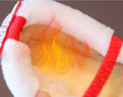 Kids Princess Embroidery Shoes Girls Winter Warm Cotton Shoes Traditional Chinese Style Children Hanfu Performance Flats Shoes