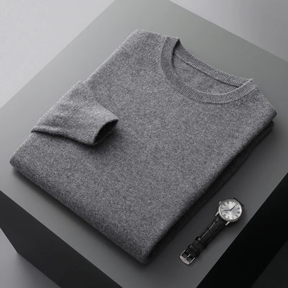 100% merino cashmere sweater men's round neck pullover business casual fashion top knitted loose men's Jacket