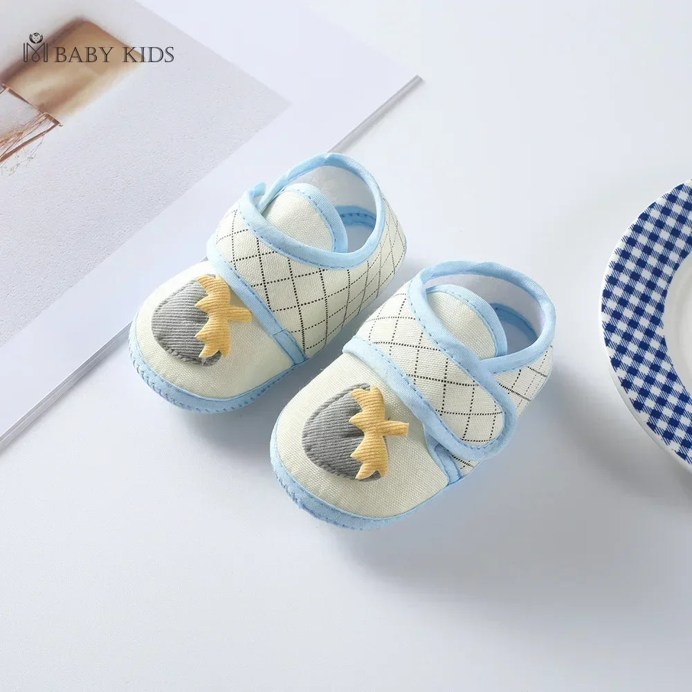 Cotton Newborn Baby Shoes Cartoon Pattern First Walkers for Girl Boy Plaid Soft Sole Walking Sandals 0-12month