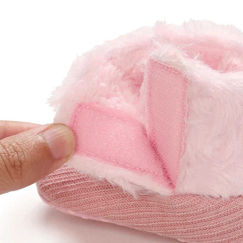 Autumn and Winter Baby Plush Thick Warm Cotton Shoes 0-18 Months Soft Soled Comfortable Non Slip Boots