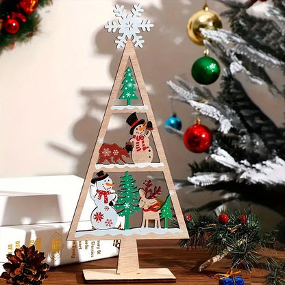 Holiday Wooden Decoration Compact Wooden Christmas Tree Wooden Tabletop Christmas Tree Christmas Party Ornament For Shelf Table