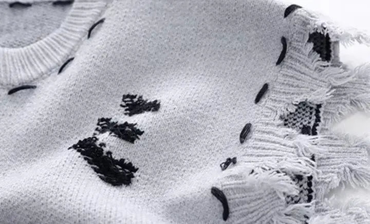 Sweater Vests Men Frayed Raw Edge Comfortable Sleeveless All-match Japanese Style Knitting Leisure Daily Chic Aesthetic Classic