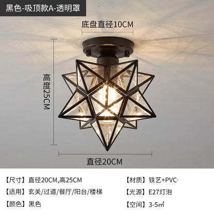 Lamps for Living Room Decor Five-pointed chandelier Modern Balcony Corridor Porch Fashion Network Red Star  Ceiling Light