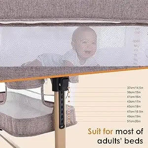 Baby Crib,3 in 1 Baby Bassinet Bedside Crib Adjustable Portable Bed for Infant, Baby Newborn Must Have Bed