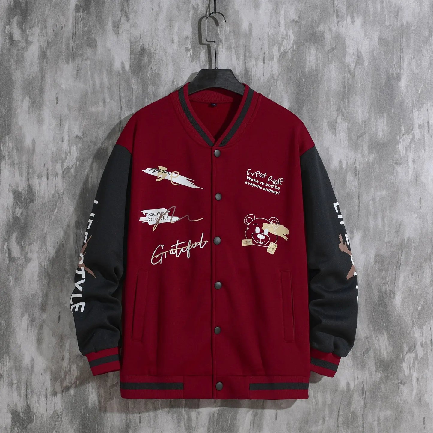 2025 New Jacket Coat Letter Printed  Wear Men Baseball Jacket Casual Long Sleeve Stand Jackets Men's Coats Sweatshirts Outerwear